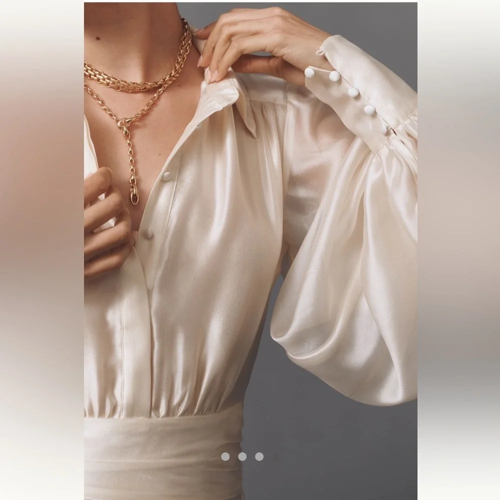 Anthropologie NWT Bardot Milani Drop-Waist Organza Mini Shirt Dress size 6. - Picture 5 of 11